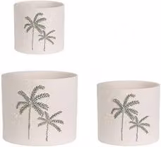 Set di 3 vasi tondi in terracotta JOELE per piante, colore bianco