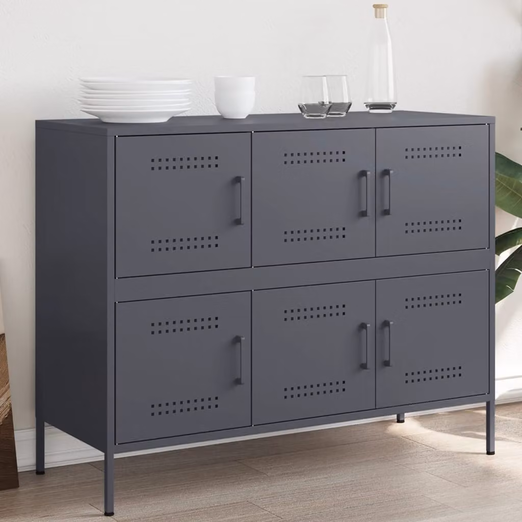 Credenza in stile industriale vidaXL in metallo color antracite L: 100,5 cm, P: 39 cm, H: 79 cm