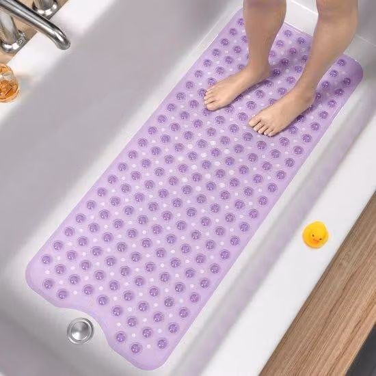 Tappetino da bagno antiscivolo, 100 x 40 cm, lavabile in lavatrice, con trama a ragnatela e fori di aerazione, morbido e liscio, coppia luccicante