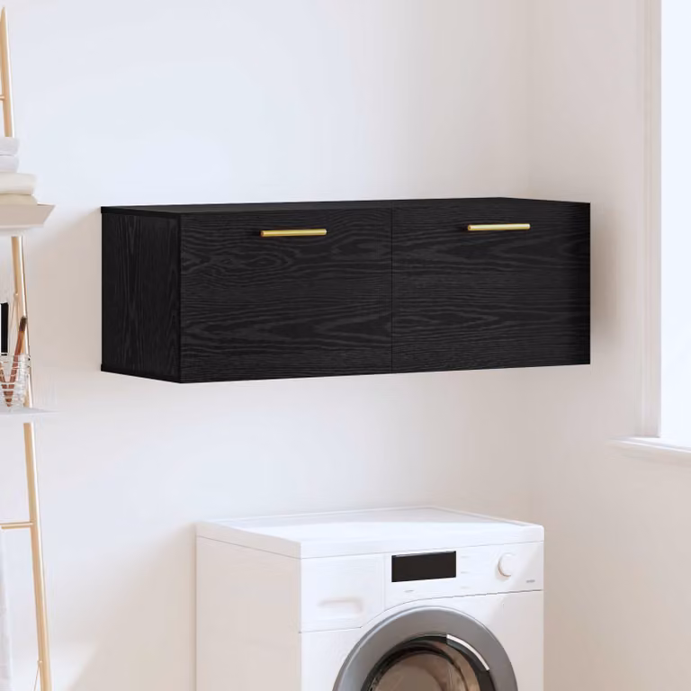 Armadietto a muro vidaXL in legno MDF stile rustico, colore nero e marrone, L 100 x P 36.5 x H 35 cm