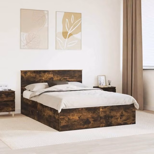 Struttura del letto Rovere Fumo 150 x 200 cm 3408659