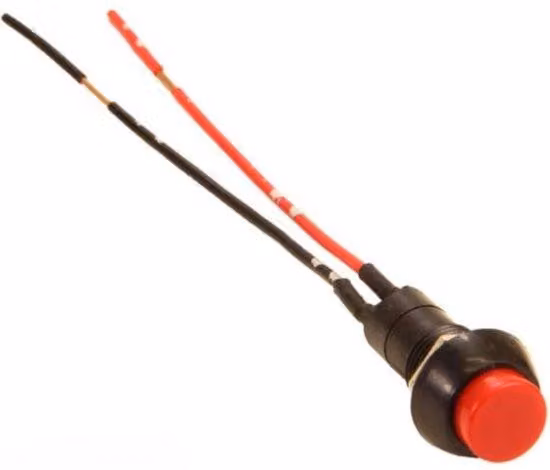 Pulsante automatico 12/24 V, rotondo, nero e rosso, resistente alla pressione.