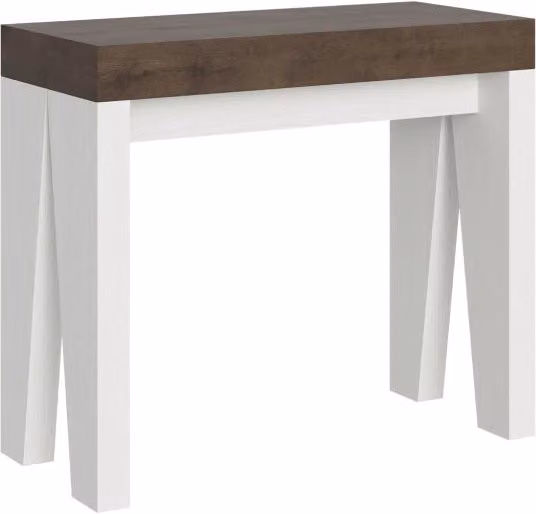 Consolle Allungabile 90-196x40x77 cm in Nobilitato Marrone e Bianco