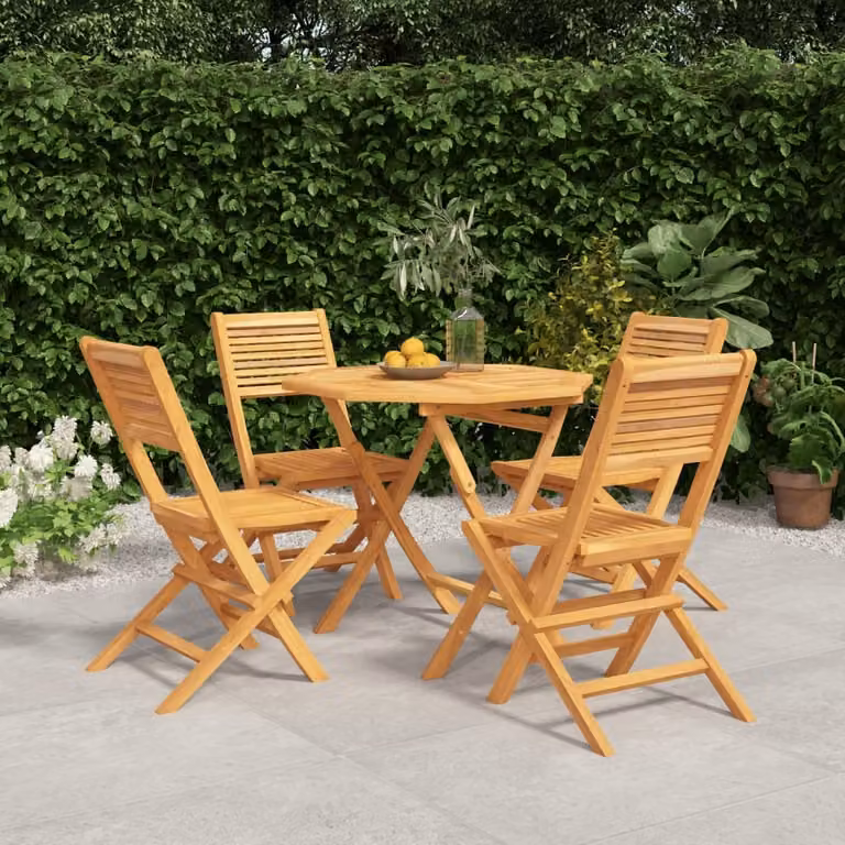 The Living Store 5 pezzi. Set da pranzo da giardino in legno massiccio teak