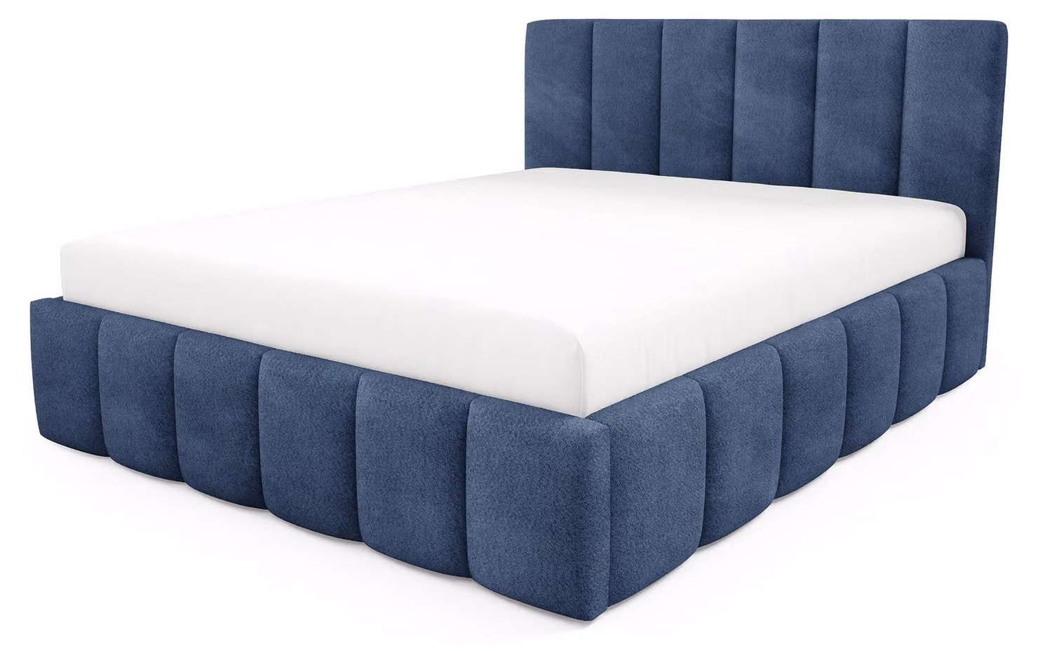 Letto imbottito con contenitore integrato, modello Nerom, profondità "Ozean", dimensioni 160 x 200 cm