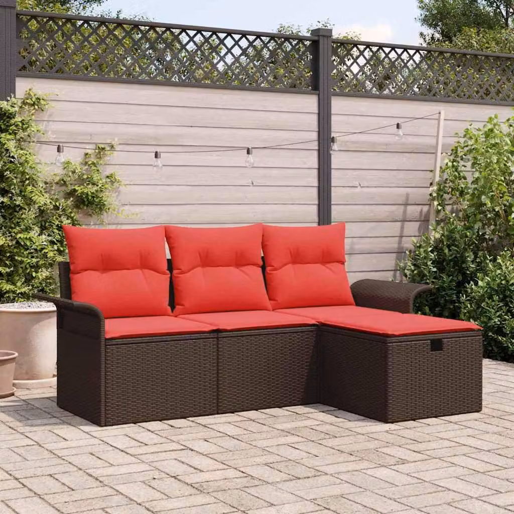 Maison Exclusive - Set da giardino composto da 4 pezzi, divano in rattan sintetico