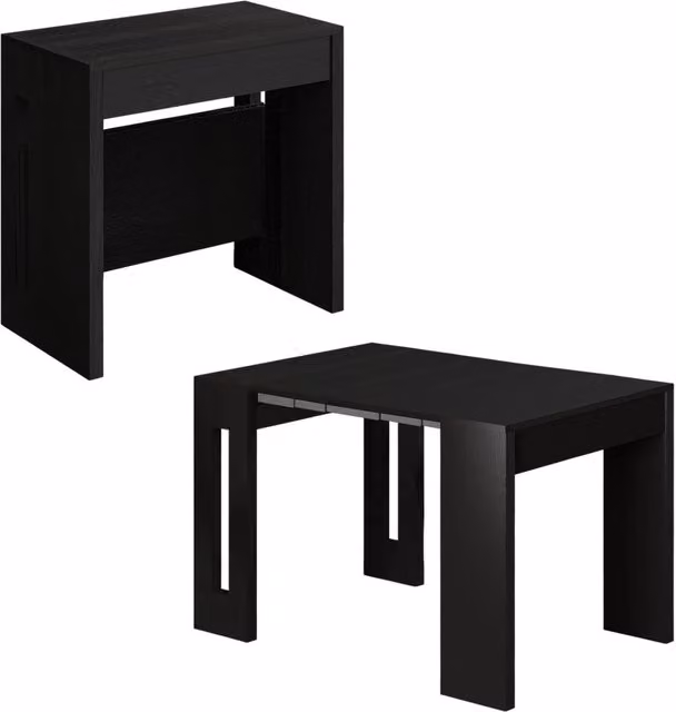 Tavolo da pranzo allungabile in legno "Nivo" - 80 x 44 x 76 cm - Nero