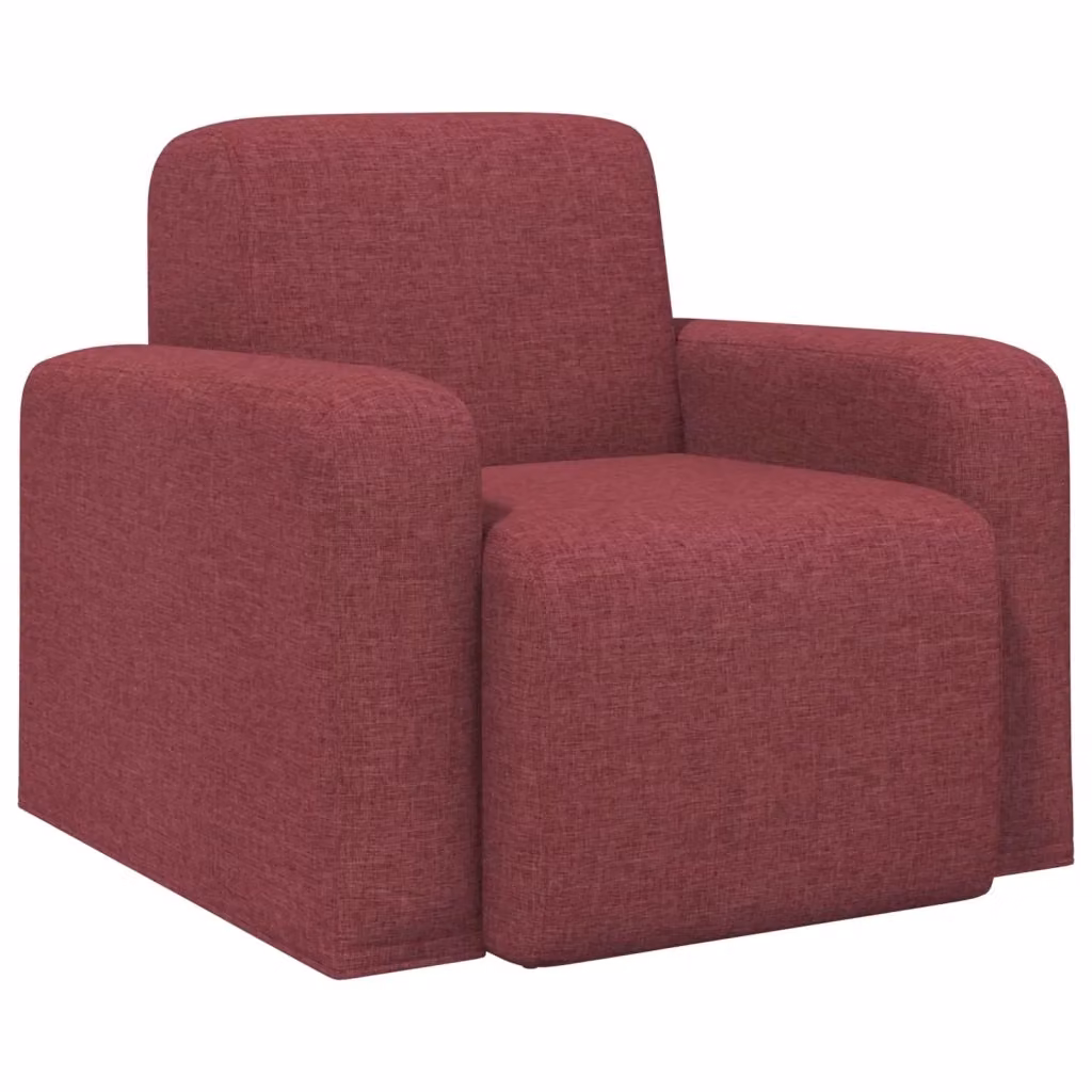 Poltrona moderna vidaXL in tessuto rosso con struttura in legno e braccioli – 2