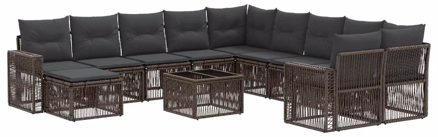 Set Divano da Giardino 12 pcs Grigio e Grigio Scuro polyrattan
