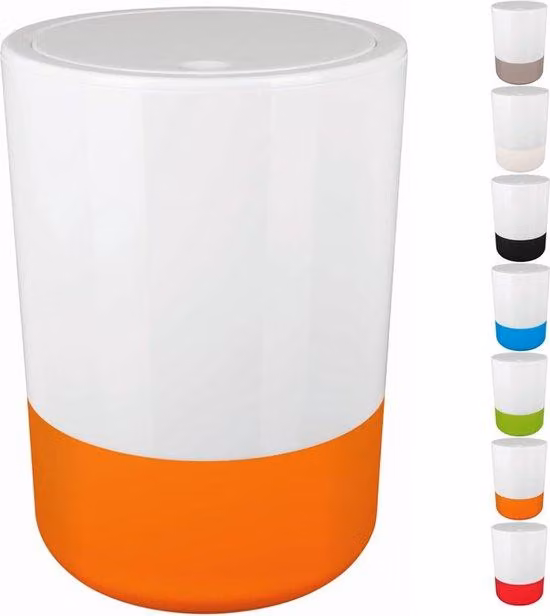Contenitore con coperchio ribaltabile, 5 litri, in plastica, bianco/arancione.