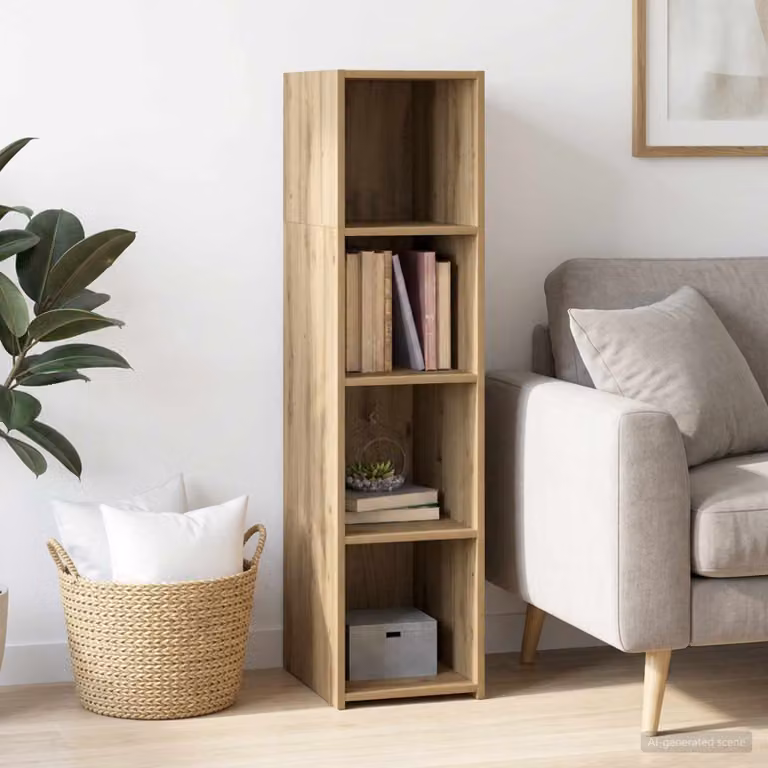 Credenza moderna vidaXL in legno color rovere con ripiani interni, L 30 cm x P 41 cm x H 124 cm