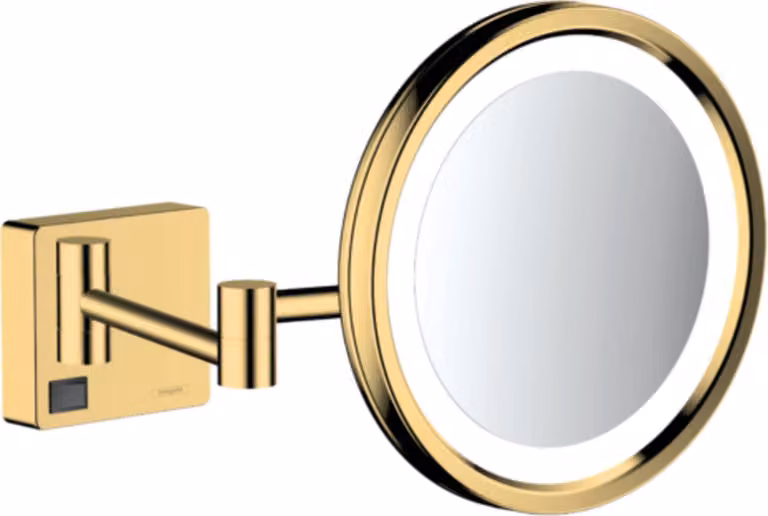 Specchio per il trucco a LED, forma circolare, diametro 21,7 cm, finitura dorata, da montare a parete