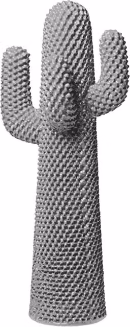 Appendiabiti Gufram Boring Cactus in versione post_tree, colori bianco e grigio, H: 170 cm, L: 70 cm, P: 4 cm