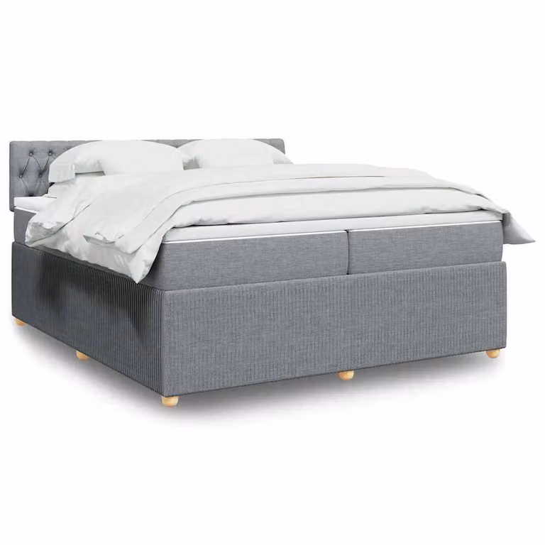 vidaXL Giroletto a Molle con Materasso Ibrido in Tessuto Grigio e Bianco, L/P: 200 x 200 cm