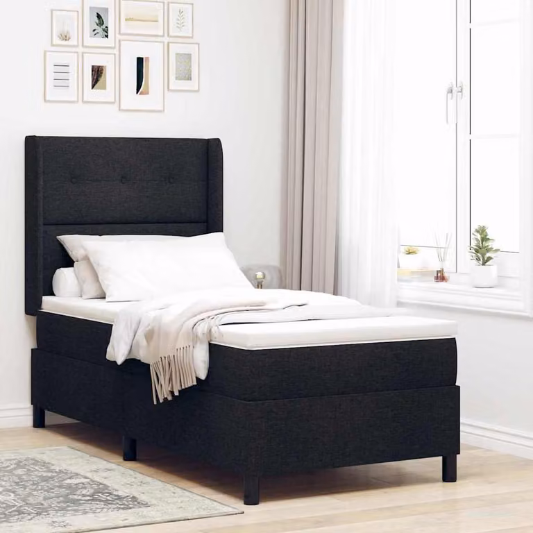 Maison Exclusive - Letto boxspring a LED con testiera nera 80 x 200 cm in tessuto