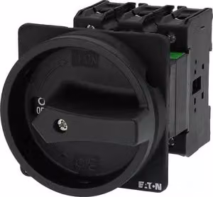 Interruttore principale Eaton, P3, 100 A, montaggio intermedio, 3 poli, funzione HALT, con maniglia rotante nera e anello di bloccaggio, bloccabile in posizione 0 064976