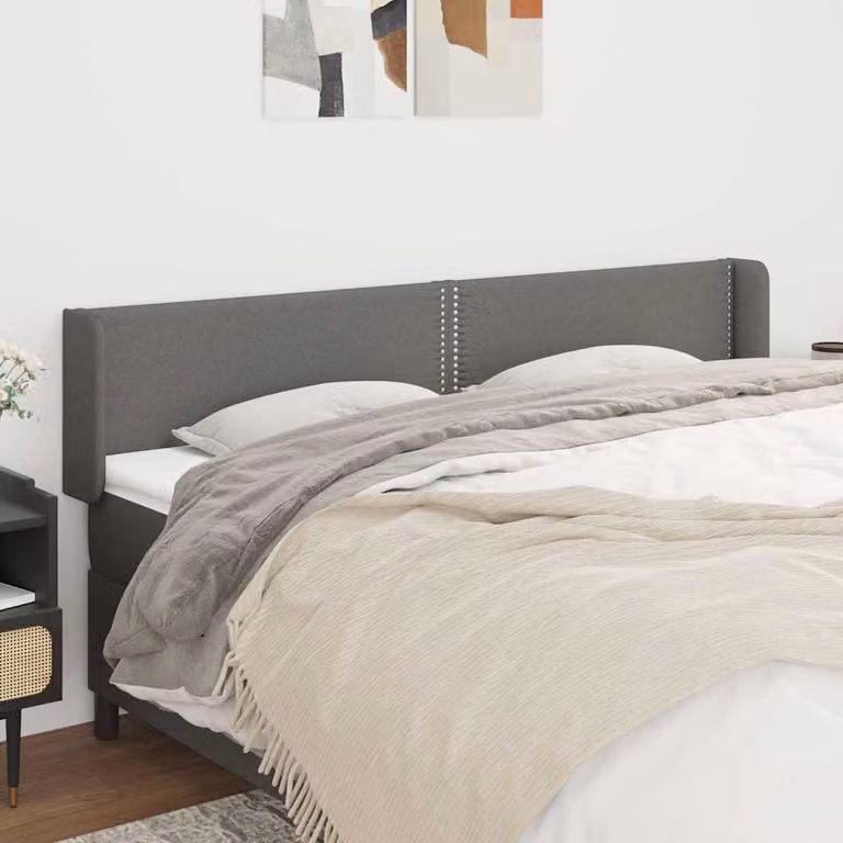 Testiera ad orecchio vidaXL in tessuto grigio scuro L: 183 cm, P: 16 cm, H: 78-88 cm