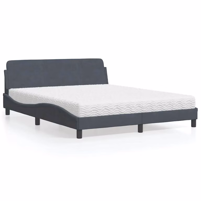 Letto con Materasso Dover vidaXL in Velluto Grigio Scuro L/P/H: 160 x 200 x 165 cm