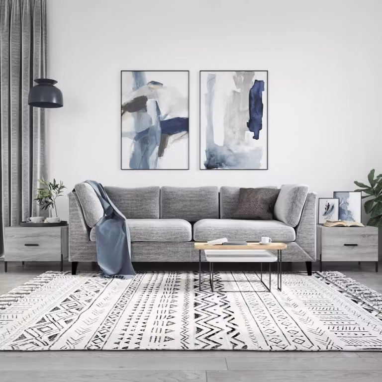 Set di 2 tavolini da salotto vidaXL in legno e metallo, colore grigio, L/P/H: 50 x 50 x 40 cm