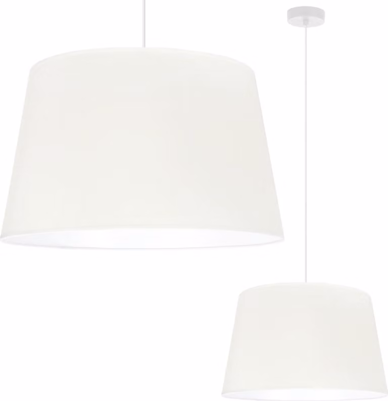 Lampada A Sospensione A Cono Gaja Bianco 1 Paralume Piatto Crema 44Cm