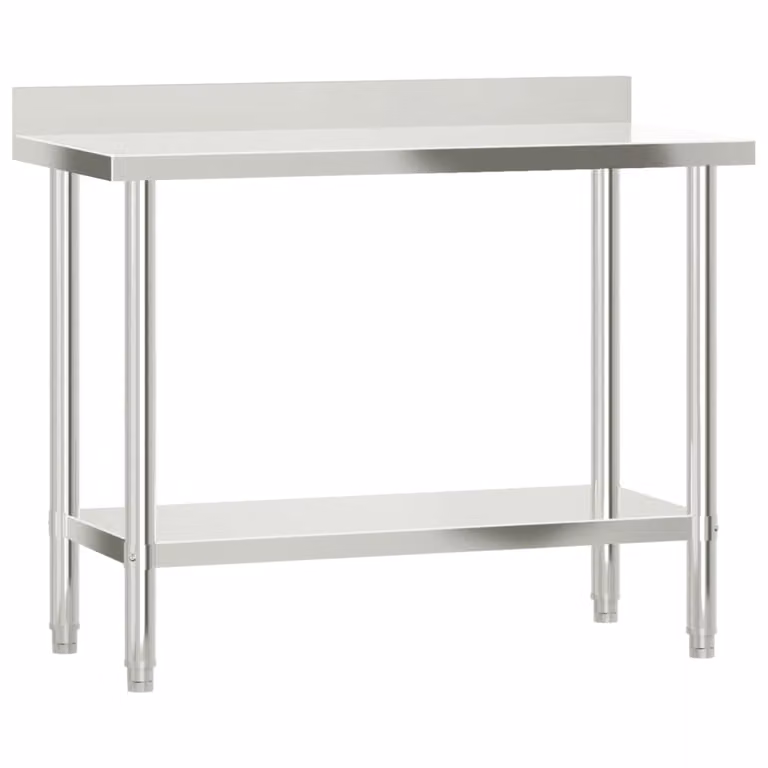 Tavolo Lavoro Cucina con Paraschizzi 110x55x93cm Acciaio Inox