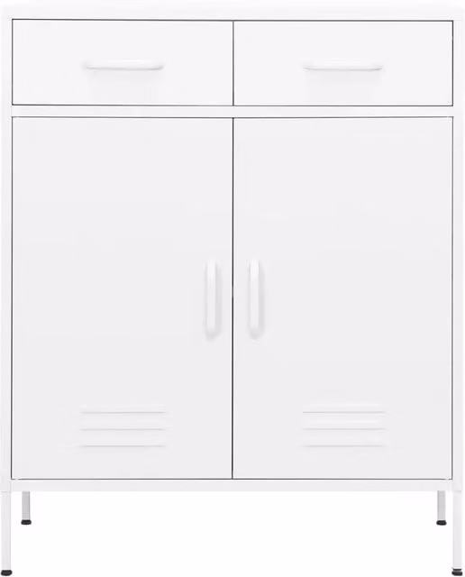 Armadietto a parete vidaXL in metallo bianco con ante a battente e ripiani interni L: 80 cm, P: 35 cm, H: 101,5 cm