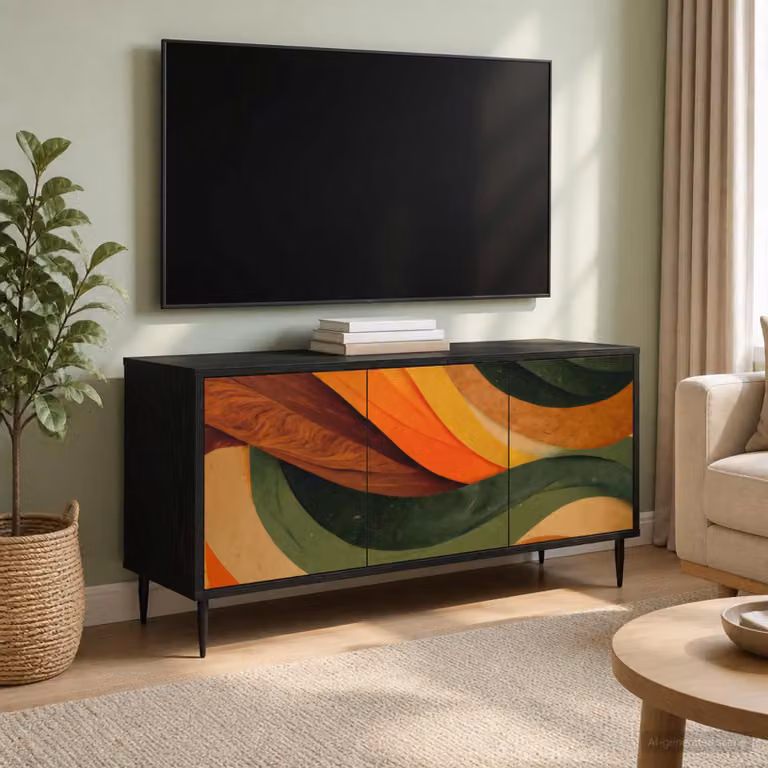 Mobile TV vidaXL BONN con ruote in Rovere Nero e Nero L/P/H: 102 x 33 x 51 cm