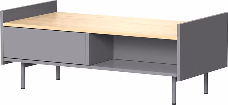 Tavolino Vicco Velina Grigio 100 x 50 cm con 2 cassetti, Model 56422