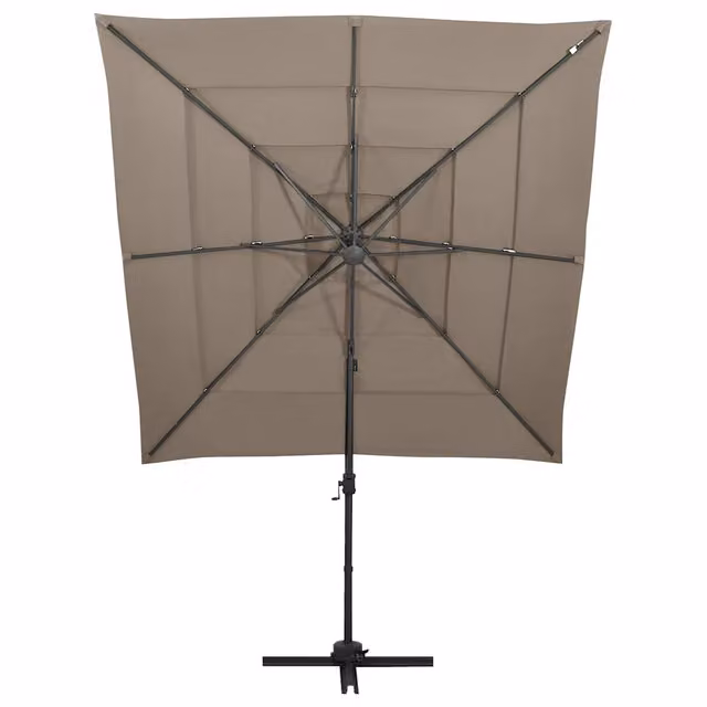 Ombrello a sbalzo con 4 livelli in alluminio e poliestere, colore beige, L: 250 cm x P: 250 cm