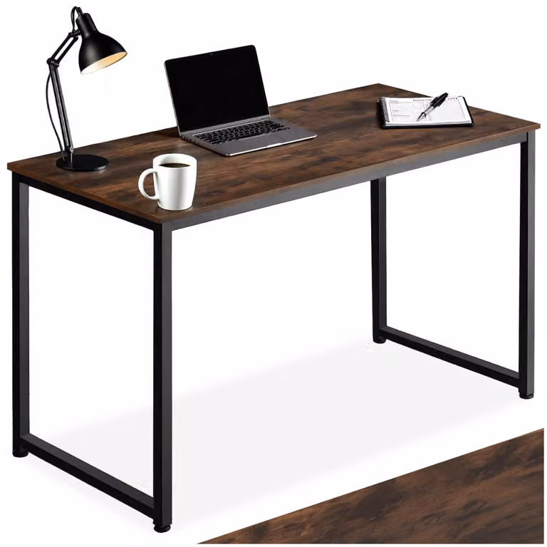 Scrivania da scrittura TecTake in stile industriale con piano in MDF laminato, Colore Nero e Marrone, L: 140 cm, P: 59 cm, H: 75 cm