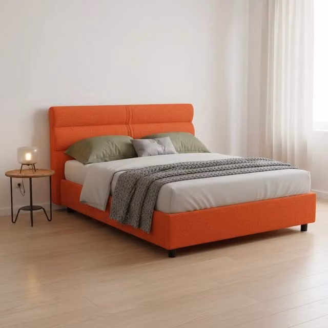 Letto Briona DMORA, Piazza e Mezza Sfoderabile, Arancione, L/P: 120 x 200 cm – 1
