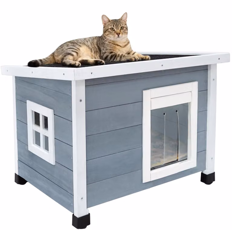 Solidchoice - Casetta per gatti in legno con tetto impermeabile in asfalto