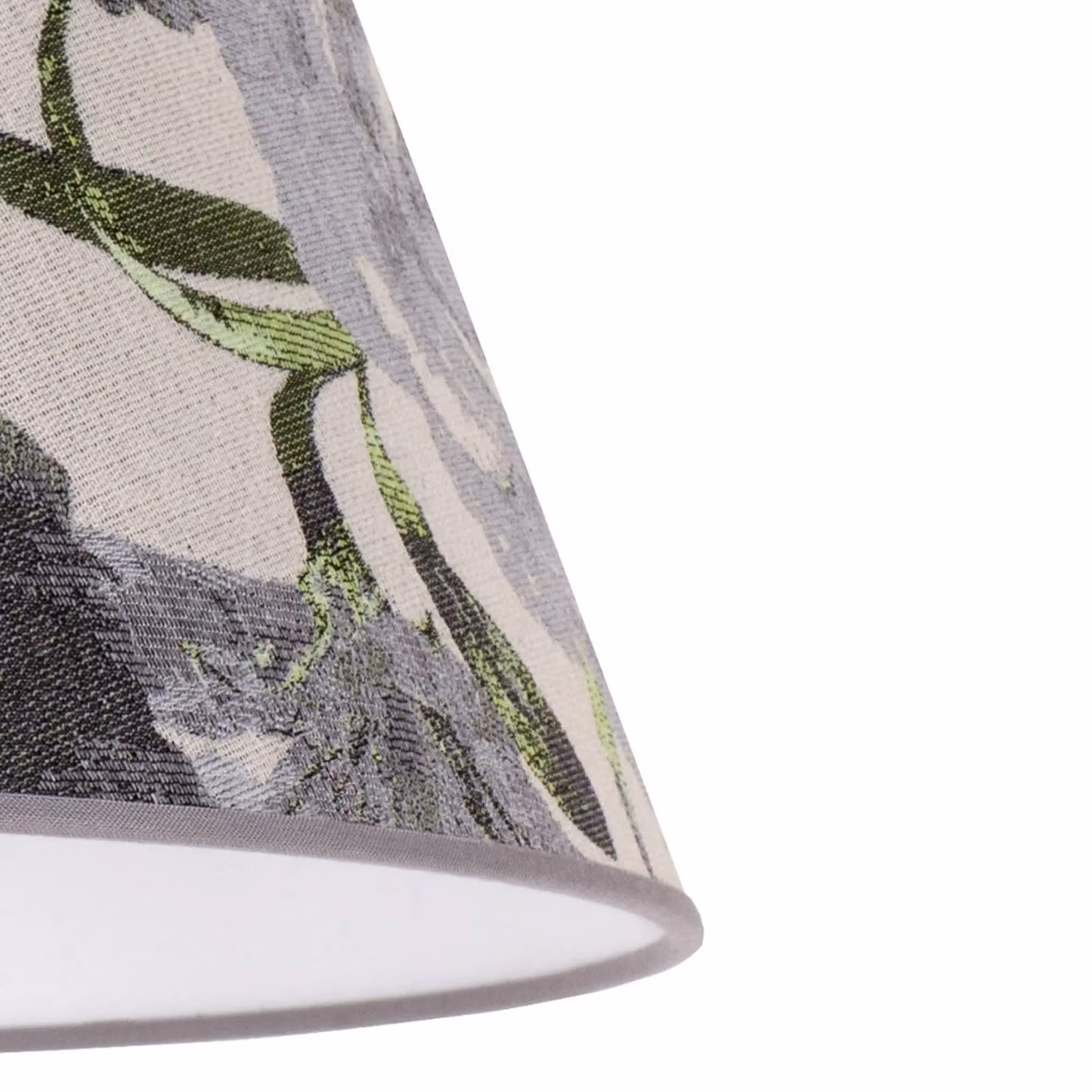 Paralume Sofia Altezza 31 cm, motivo floreale grigio Duolla, Alluminio / Grigio / Zincato, Tessuto / Stoffa / Seta