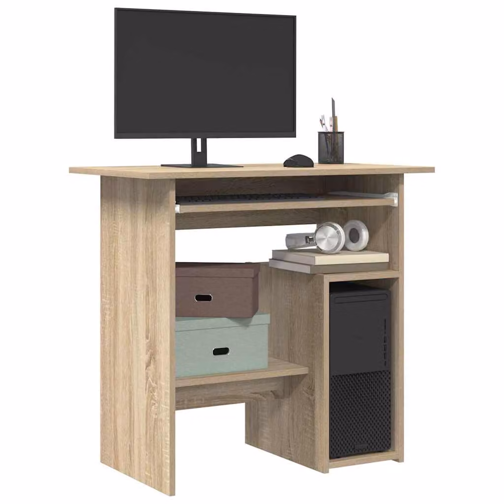 Scrivania moderna vidaXL in legno color rovere, L: 80 cm, P: 45 cm, H: 74 cm
