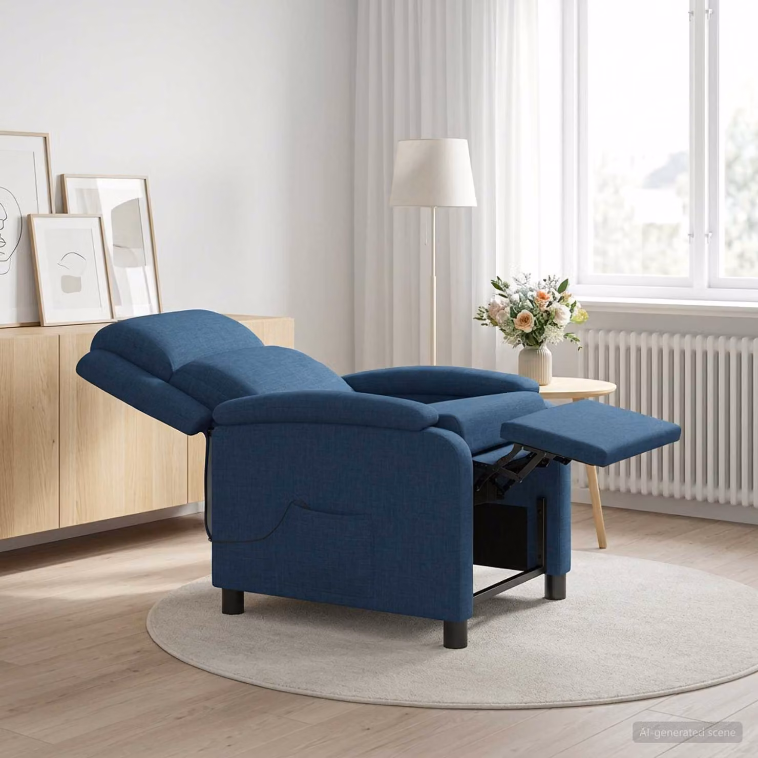 vidaXL Poltrona Relax Moderna in Tessuto Blu con Braccioli