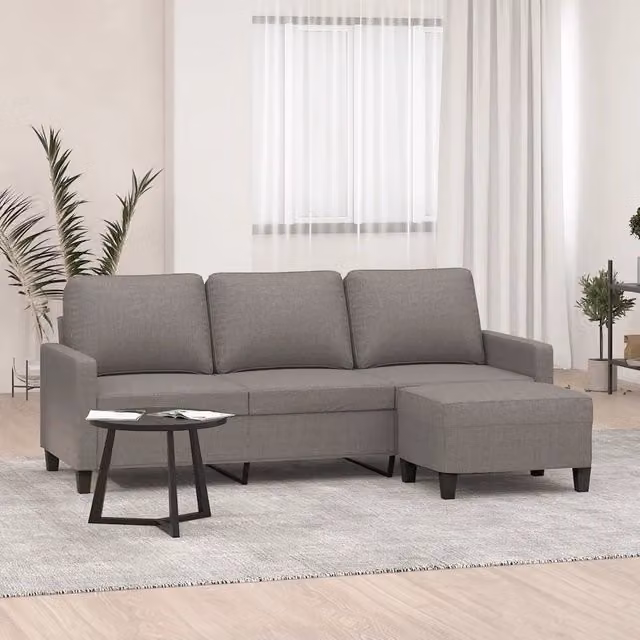 Divano a 3 posti moderno vidaXL con poggiapiedi coordinato in tessuto beige e grigio L: 198 cm, P: 80 cm, H: 77 cm