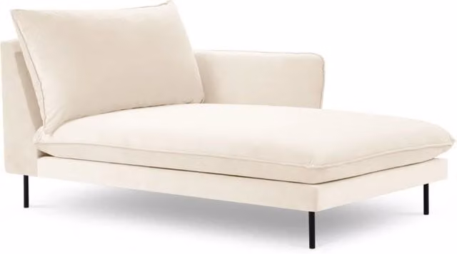 Chaise longue destra Vienna di Cosmopolitan Design in velluto beige chiaro L/P/H: 130 x 95 x 95 cm