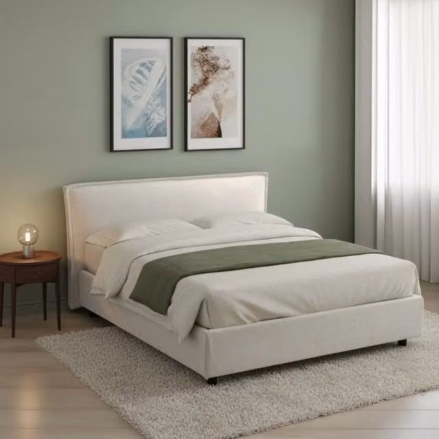 Letto alla francese moderno DMORA con contenitore a sollevamento, L/P: 120 x 200 cm, Beige e Nero – 1