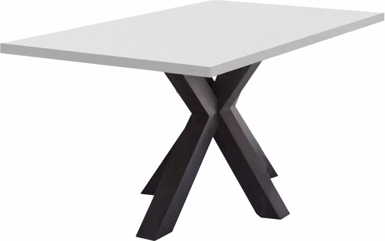 Tavolo da pranzo Elda 2 140 x 90 x 75 Tavolo da pranzo acciaio nero/laccato bianco opaco 13955-140