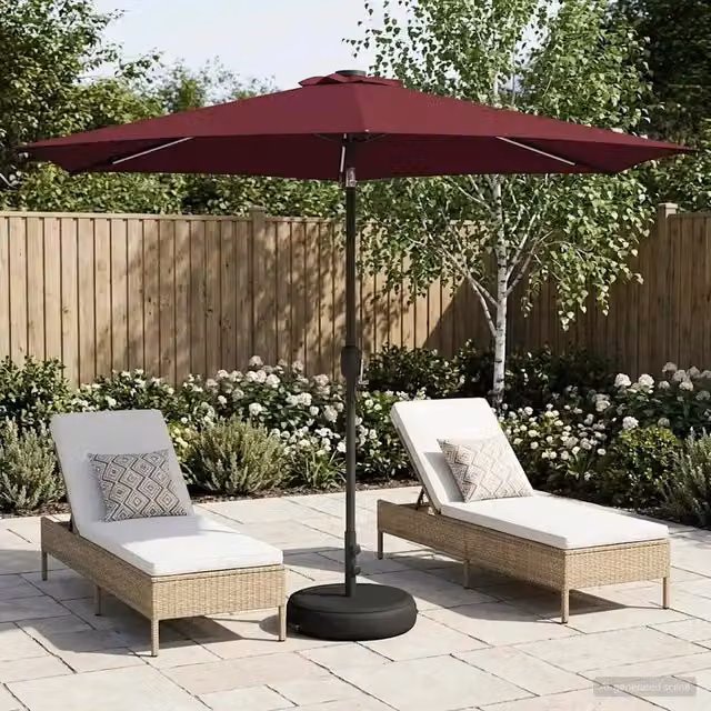 Ombrellone da giardino-Parasol da giardino con luci LED e base 300 x 300 cm Poliestere 688534