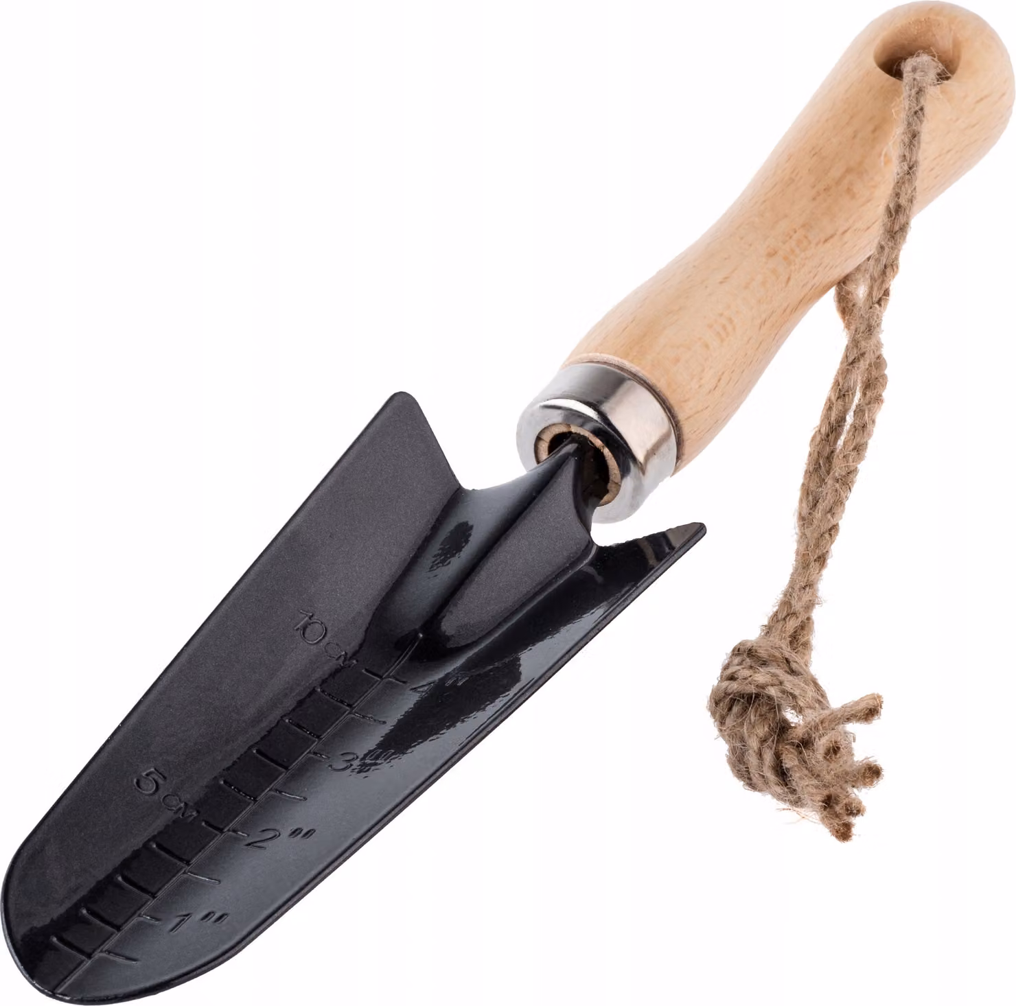 Pala da giardino in metallo KADAX "Rians", cazzuola stretta per fiori, con manico in legno, pale e vanghe, con scala, 31 cm
