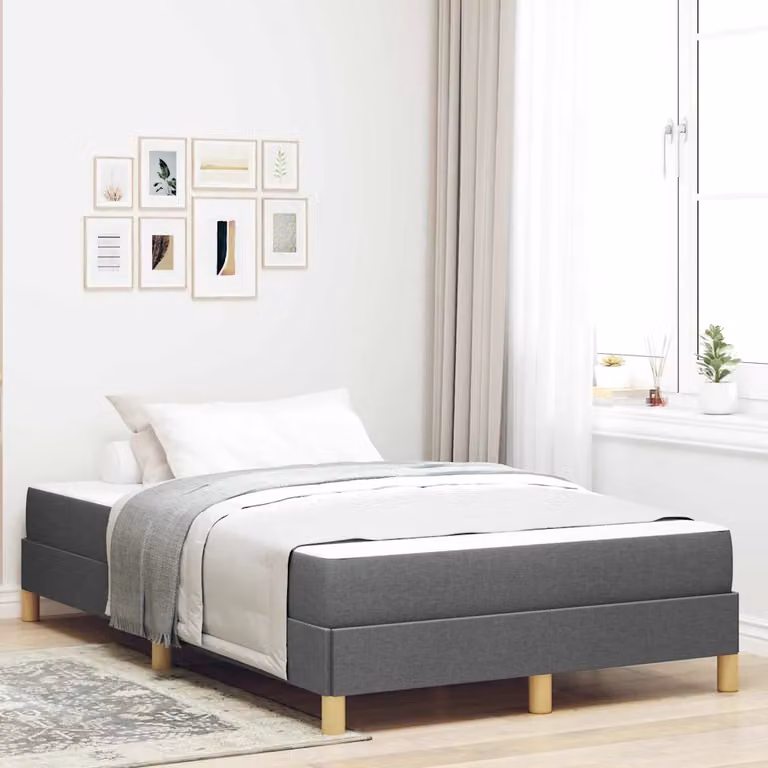 Letto a molle con materasso vidaXL in tessuto grigio, L/P/H: 120 x 200 x 24 cm
