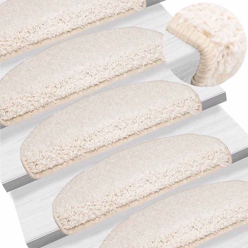 Set di 10 tappetini per scale semicircolari vidaXL, colore bianco, in polipropilene, L 65 x P 40 x H 4 cm