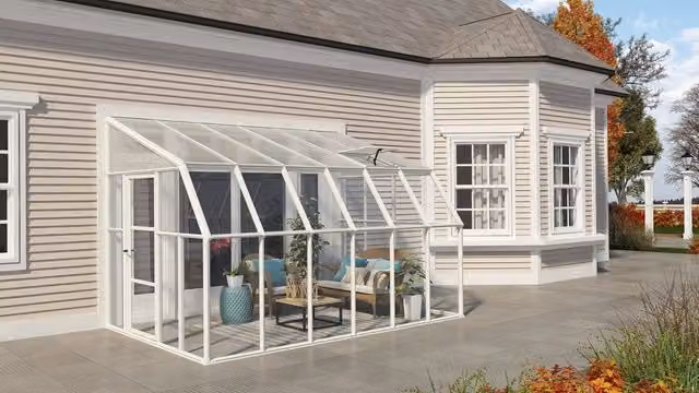 Veranda Sun Room Palram in Policarbonato e Acciaio Bianco L: 3,8 m x P: 2,7 m
