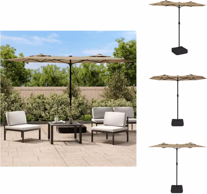 vidaXL Ombrellone doppio Taupe 316x240 cm - Ombrelloni e tende da sole