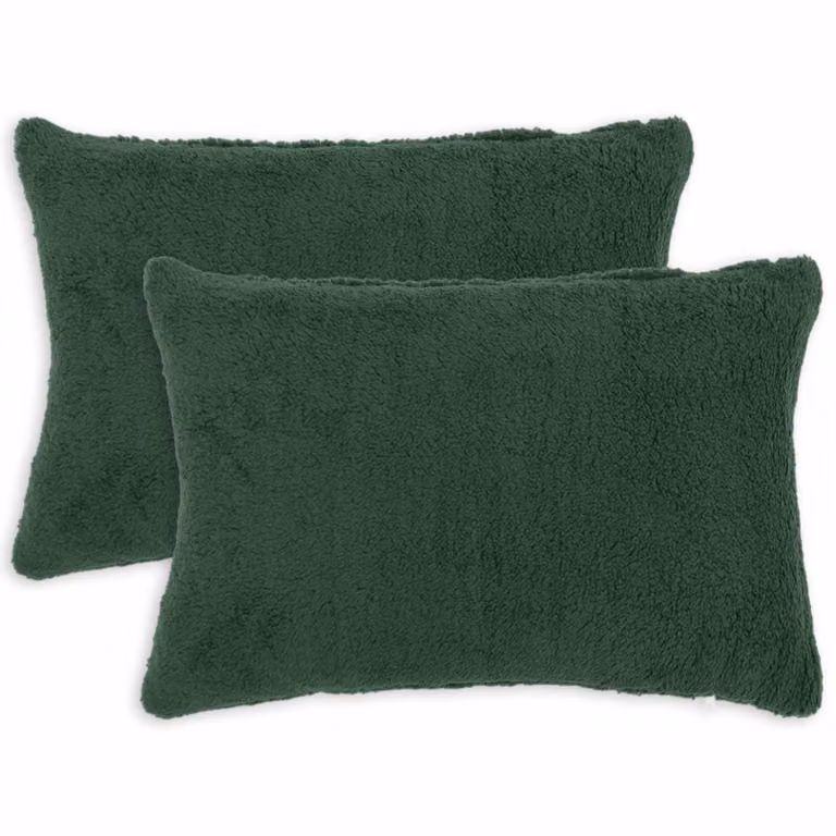 Set di 2 federe vidaXL HEERLEN in tessuto bouclé verde scuro, L 40 cm x P 60 cm