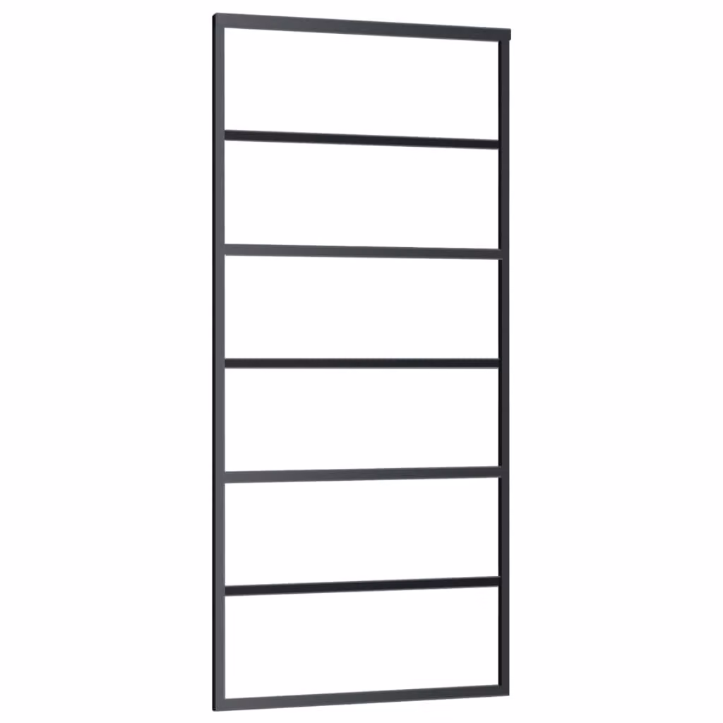 Porta Scorrevole in Vetro ESG e Alluminio 90x205 cm Nera