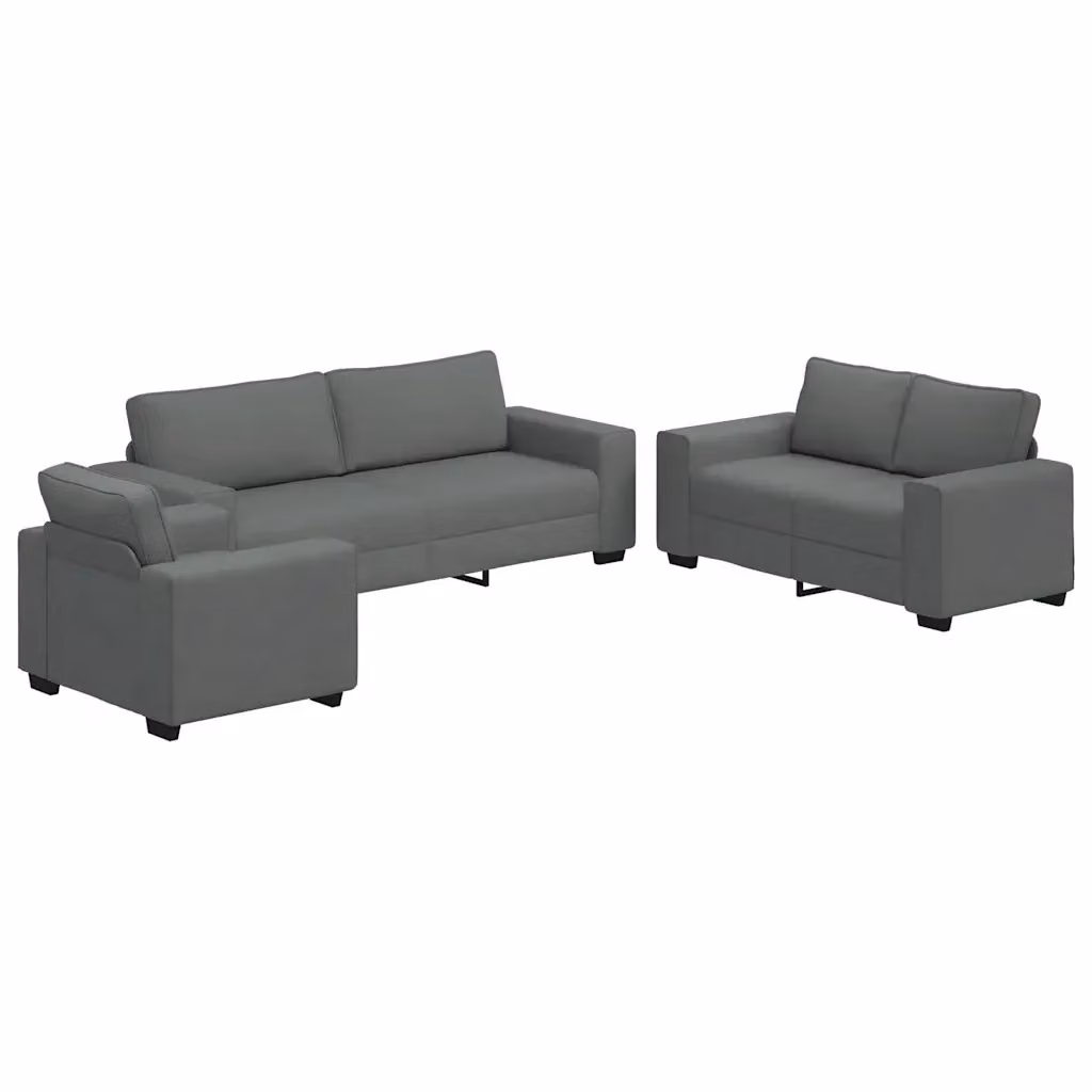 Set di divani 3 pezzi vidaXL in tessuto grigio con cuscini per soggiorno e ufficio in casa – 2