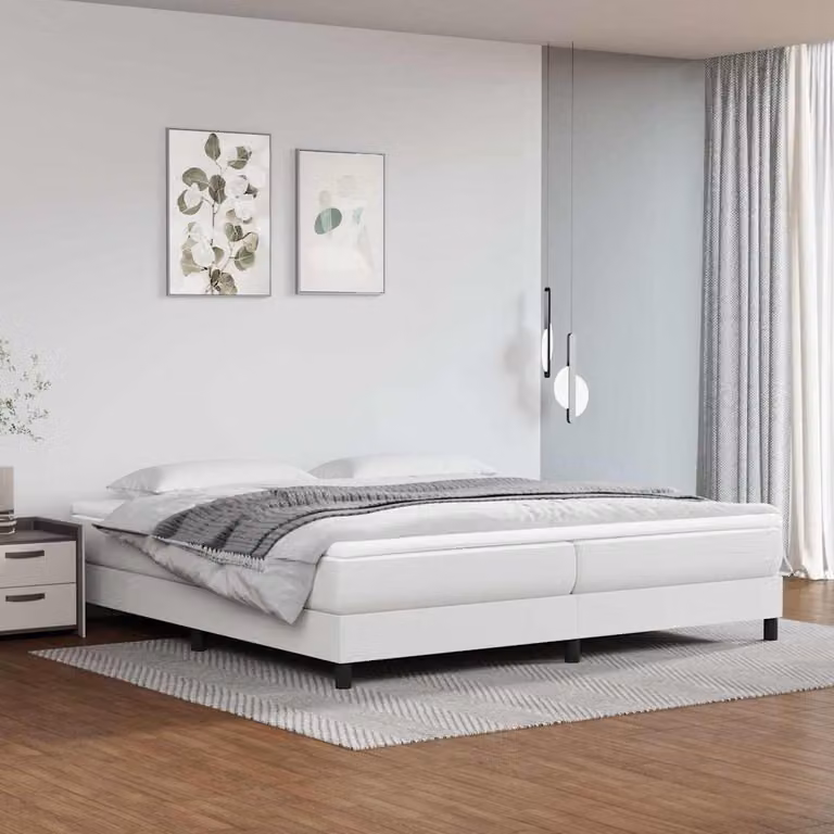 Struttura Letto a Rete a Molle vidaXL in Similpelle Bianco L/P: 200 x 200 cm