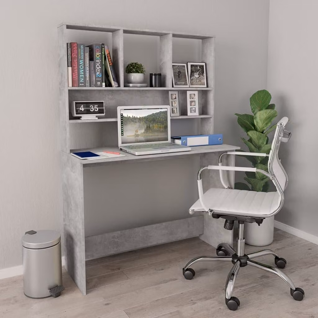 Maison Exclusive - Scrivania con ripiani Grigio cemento 110x45x157 cm Materiale ligneo